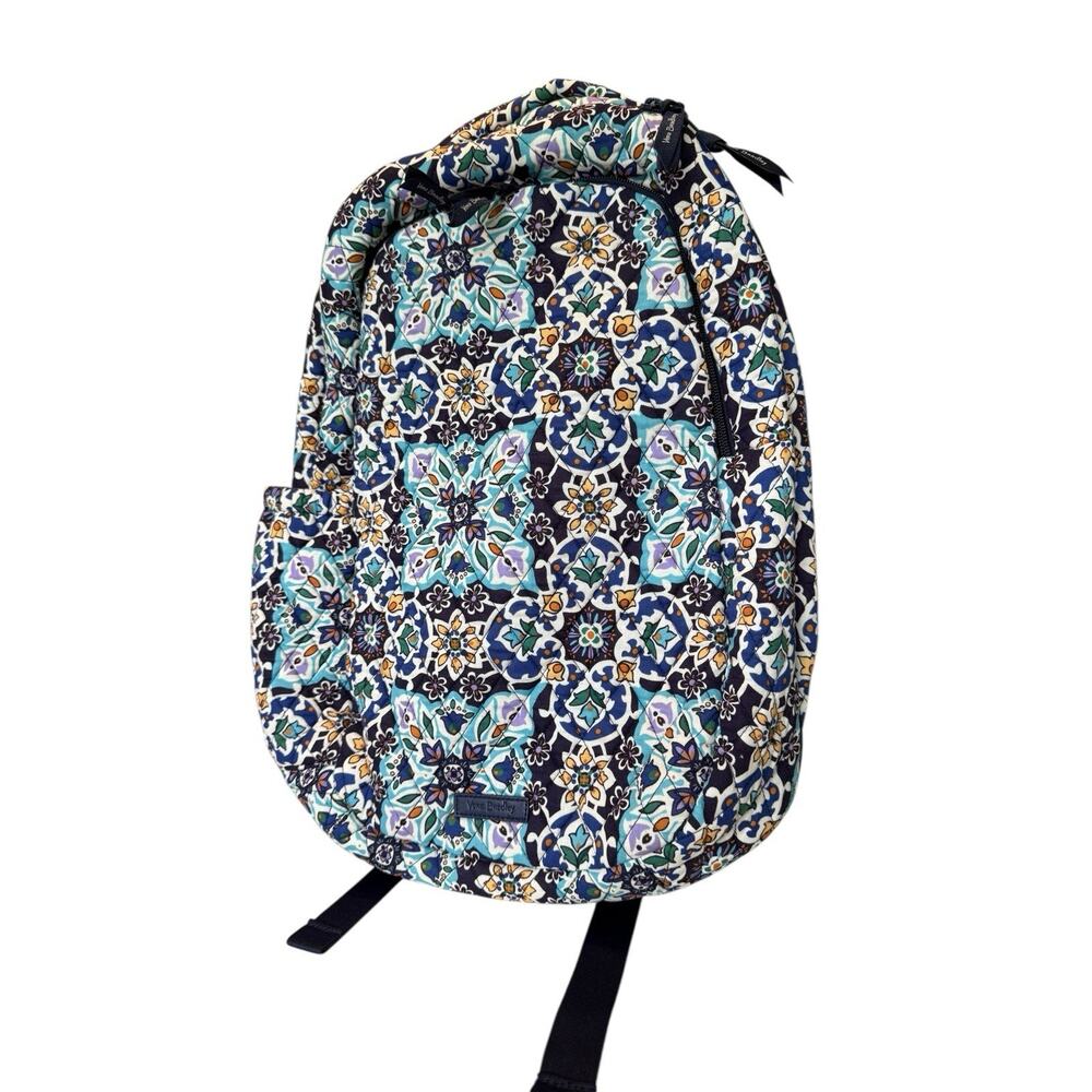 Vera Bradley Large Travel Backpack Lisbon Medallion Cool NWOT Vacation Coastal - Picture 3 of 9
